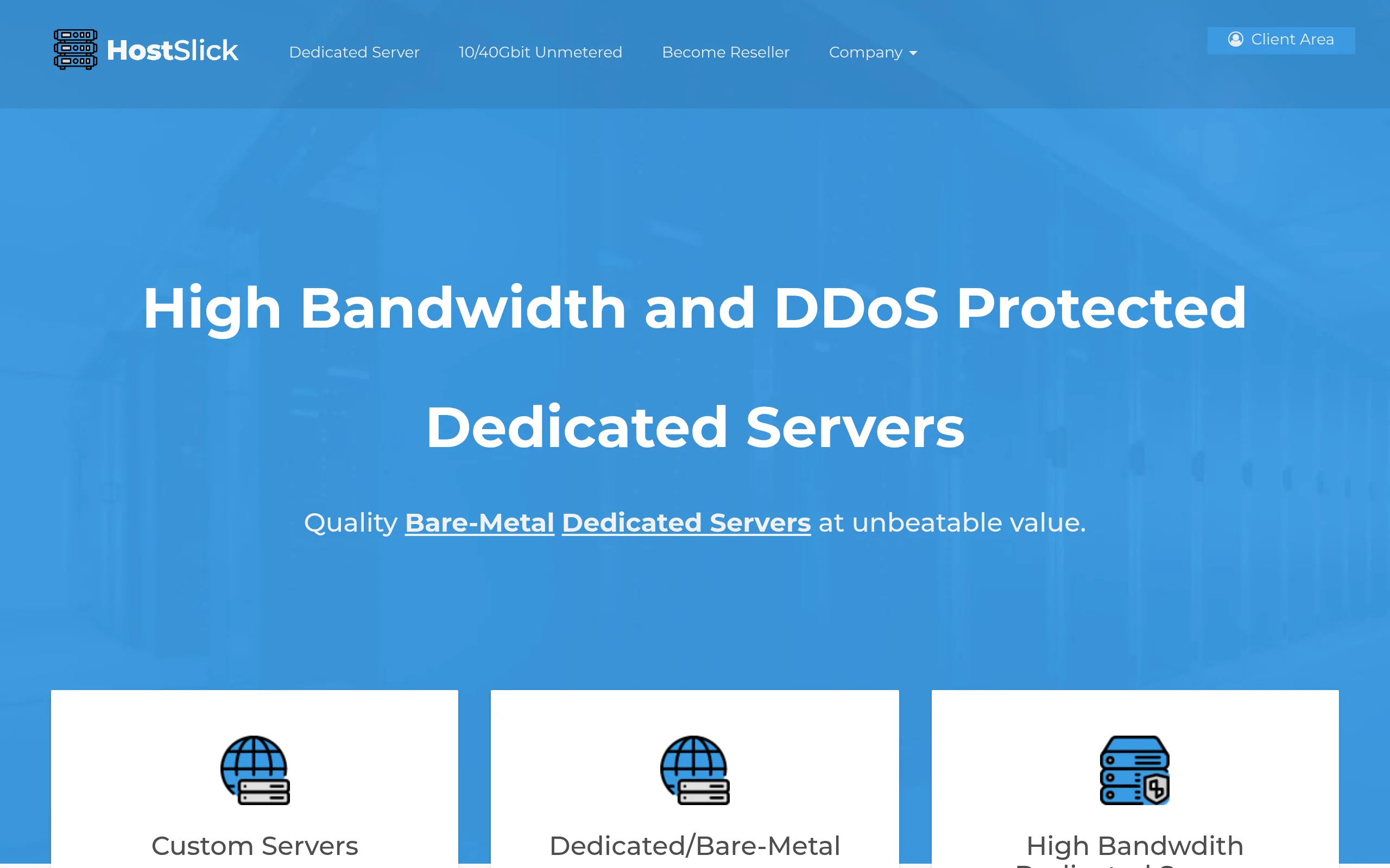 HostSlick Internet Services Interface