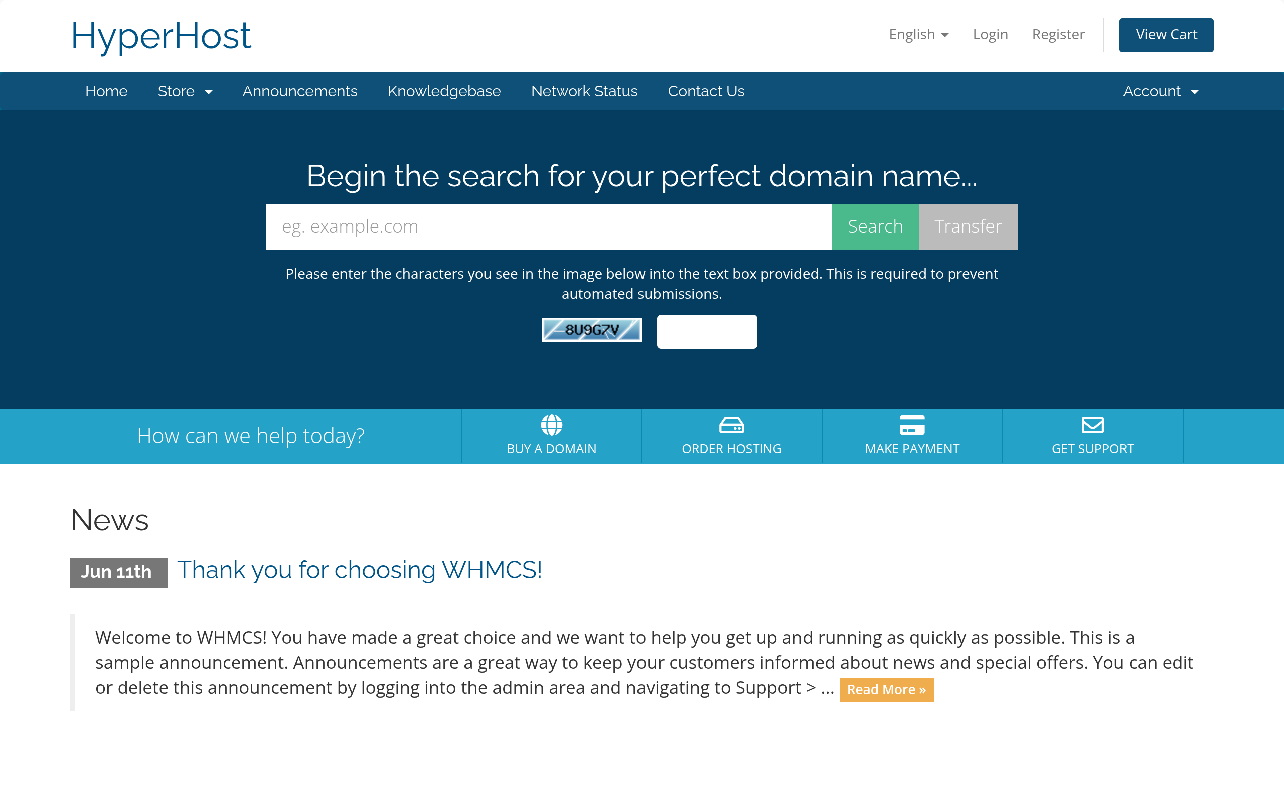 HyperHost.in Interface